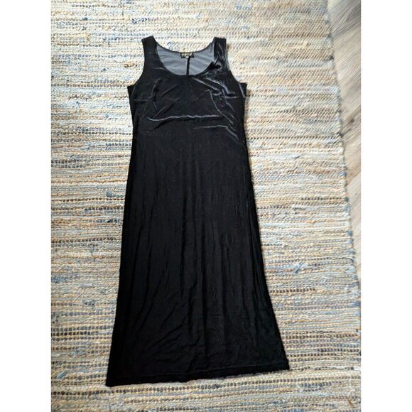 Vtg 90s Whimsigoth Black Velour Maxi Dress Set 12 Tie Front Topper Embroidery Ve - Picture 11 of 11